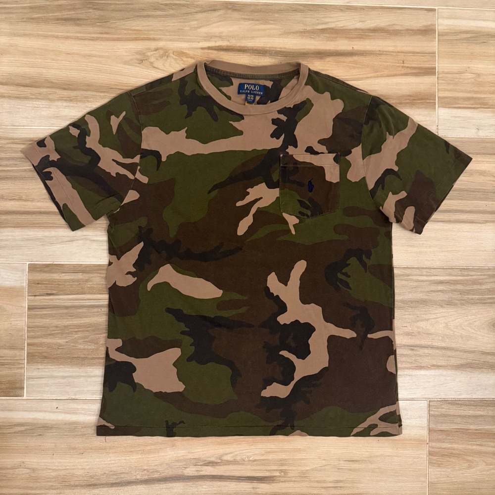 Polo Ralph Lauren Camo Pocket T-Shirt Boys XL 18-20 Woodland Camouflage Cotton